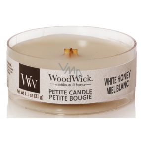 Woodwick White Honey - Biely med vonná sviečka s dreveným knôtom petite 31 g