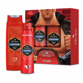 Old Spice Captain dezodorant sprej 150 ml + 2v1 sprchový gél na telo a vlasy 250 ml, kozmetická sada pre mužov