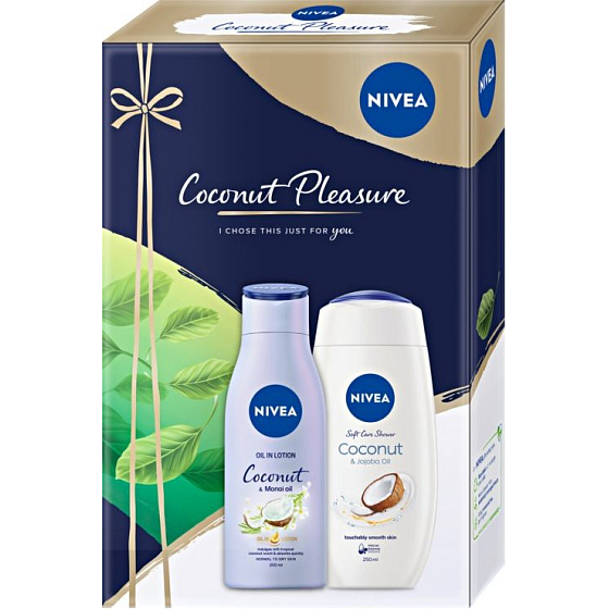 Nivea Coconut Pleasure telové mlieko 200 ml + Coconut sprchový gél 250 ml, kozmetická sada