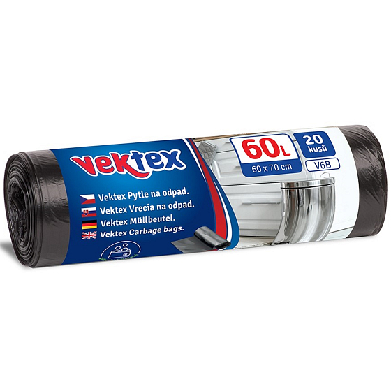 Vektex Vrecia na odpad čierne 9 µ, 60 litrov 60 x 70 cm 20 kusov
