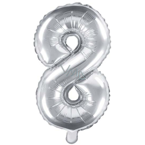 Ditipo Nafukovací fóliový balónik číslo 8 strieborný 35 cm 1 kus