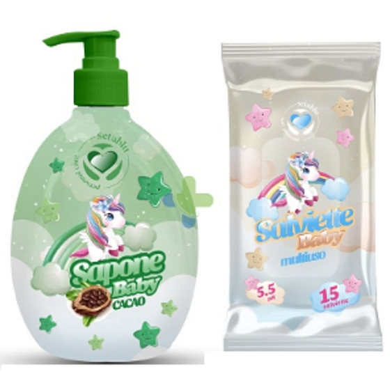 Setablu Cacao Unicorn tekuté mydlo pre deti 500 ml + vlhčené obrúsky 15 ks