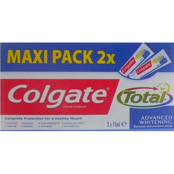 Colgate Total Advanced Whitening zubná pasta s bieliacim účinkom 2x75 ml