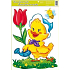 Okenné fólie bez lepidla veľkonočné veľké kura s tulipánom 42 x 30 cm