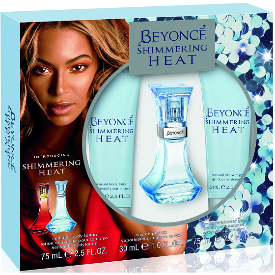 Beyoncé Shimmering Heat toaletná voda pre ženy 30 ml + sprchový gel 75 ml + telové mlieko 75 ml, kozmetická sada
