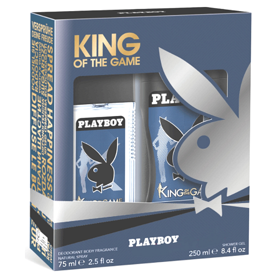 Playboy King of The Game parfumovaný deodorant sklo pre mužov 75 ml + sprchový gél 250 ml, kozmetická sada