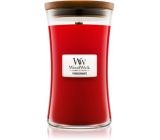 Woodwick Pomegranate - Granátové jablko vonná sviečka s dreveným knôtom a viečkom sklo veľká 609,5 g