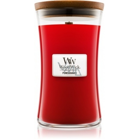 Woodwick Pomegranate - Granátové jablko vonná sviečka s dreveným knôtom a viečkom sklo veľká 609,5 g