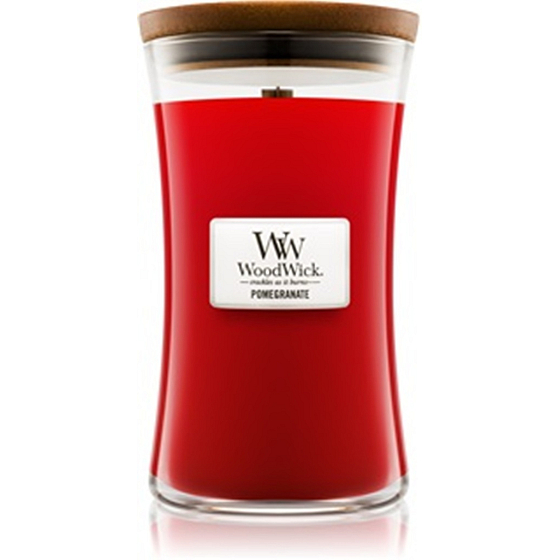 Woodwick Pomegranate - Granátové jablko vonná sviečka s dreveným knôtom a viečkom sklo veľká 609,5 g