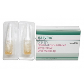 Easylax Harmančekový-ibištekové glycerolové preháňadlo pre deti 2 ampulky x 3 g dóza s preháňadlom