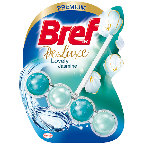 Bref De Luxe Lovely Jasmine pevný WC blok na hygienickú čistotu a sviežosť Vašej toalety 50 g