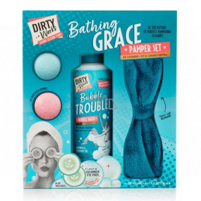 Dirty Works Bathing Grace pena do kúpeľa 250 ml + šumivé gule 2 x 25 g + čelenka na vlasy 1 kus + vankúšiky na oči 2 páry, kozmetická sada