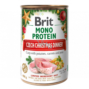 Brit Mono Protein Česká vianočná hostina kapor so zemiakmi, mrkvou a hráškom kompletné krmivo pre dospelých psov 400 g
