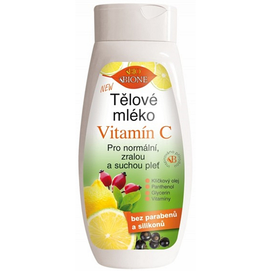 Bione Cosmetics Telové mlieko s vitamínom C pre normálnu, zrelú a suchú pokožku 500 ml