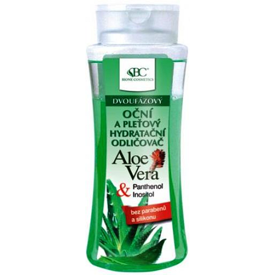 Bione Cosmetics Aloe Vera dvojfázový upokojujúci očný a pleťový odličovač pre všetky typy pokožky 255 ml