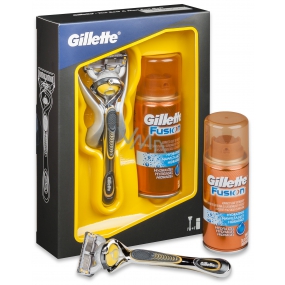 Gillette Fusion Proshield holiaci strojček + náhradné hlavice 1 kus + gél na holenie 75 ml, kozmetická sada, pre mužov