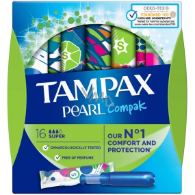Tampax Compak Pearl Super dámske tampóny s aplikátorom 16 kusov