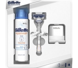 Gillette SkinGuard Sensitive holiaci strojček + náhradné hlavice 1 kus + Skinguard Sensitive gél na holenie 200 ml + stojanček, kozmetická sada pre mužov