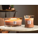 Woodwick Trilogy Golden Treats - Zlaté lahôdky vonná sviečka s dreveným širokým knôtom a viečkom loď 453 g