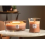 Woodwick Trilogy Golden Treats - Zlaté lahôdky vonná sviečka s dreveným širokým knôtom a viečkom loď 453 g