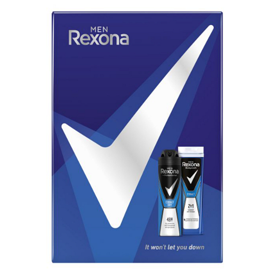 Rexona Men Cobalt antiperspirant dezodorant sprej 150 ml + sprchový gél 250 ml, kozmetická sada pre mužov