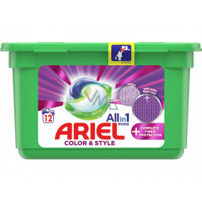 Ariel All in 1 Pods Color & Style Complete Fiberer Protection gélové kapsule na pranie farebnej bielizne 12 kusov 302,4 g