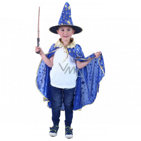 Rappa Halloween Kostým kúzelnícky plášť s klobúkom modrý pre deti, 3-8 rokov