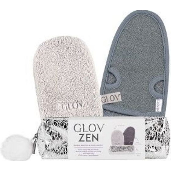 Glov ZEN Set cestovné rukavice na odstraňovanie make-upu 1 ks + anticelulitídne masážne rukavice 1 ks + kozmetická taštička, kozmetická sada pre ženy