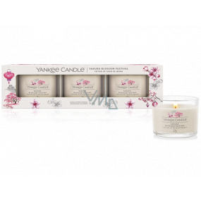 Yankee Candle Sakura Blossom Festival - Festivalová vonná sviečka v skle, 3 kusy, darčeková sada