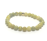 Jaspis žlto-zelený náramok elastický prírodný kameň, guľôčka 6 mm / 16 - 17 cm, kameň pozitívnej energie