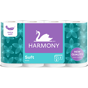 Harmony Soft 3vrstvový toaletný papier, 8 rolí, 17,5 m rola