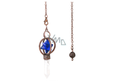 Lapis Lazuli Merkaba kyvadlo + číry kremeň + bronz, prívesok z prírodného kameňa 7,7 cm, retiazka cca 26,5 cm