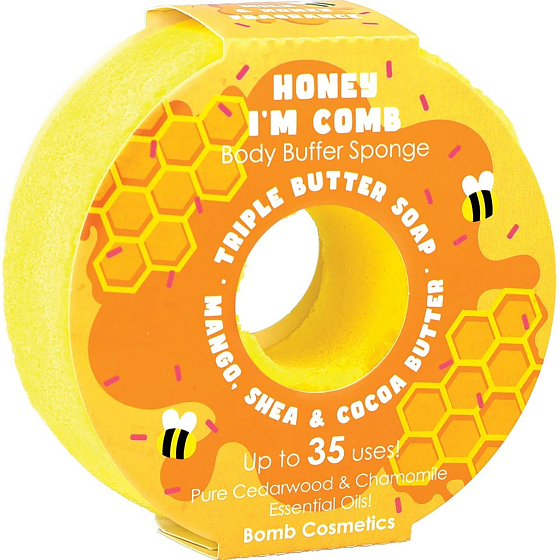Bomb Cosmetics Honey I´m Comb Donut prírodná sprchová masážna hubka do kúpeľa s vôňou 165 g