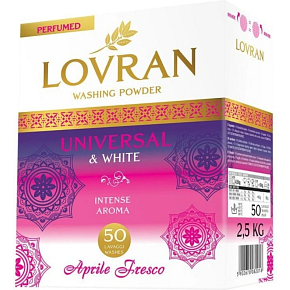 Lovran Universal & White Aprile Fresco prášok na biele prádlo 50 dávok, 2,5 kg