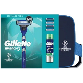 Gillette sada holicí strojek + 4 hlavice, taška a gel na holenie 200 ml