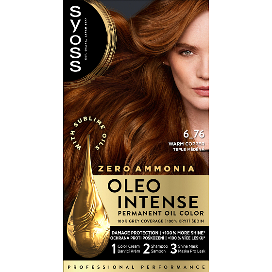 Syoss Oleo Intense dlhodobá olejová farba na vlasy, Teplý Medi 6-76, 50 ml