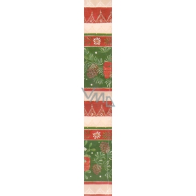Nekupto Darčekový baliaci papier 70 x 500 cm Vianočný Červeno zelené šišky a mašle