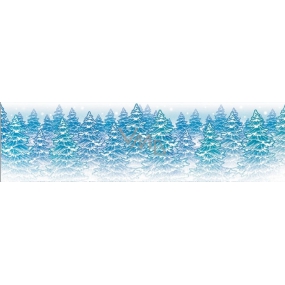 Okenné fólie bez lepidla malý pruh z ľadovej kolekcie stromčeky 45 x 12 cm