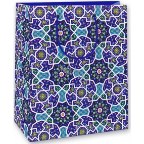 Ditipo Darčeková papierová taška 18 x 10 x 22,7 cm modrá, rôzne obrazce