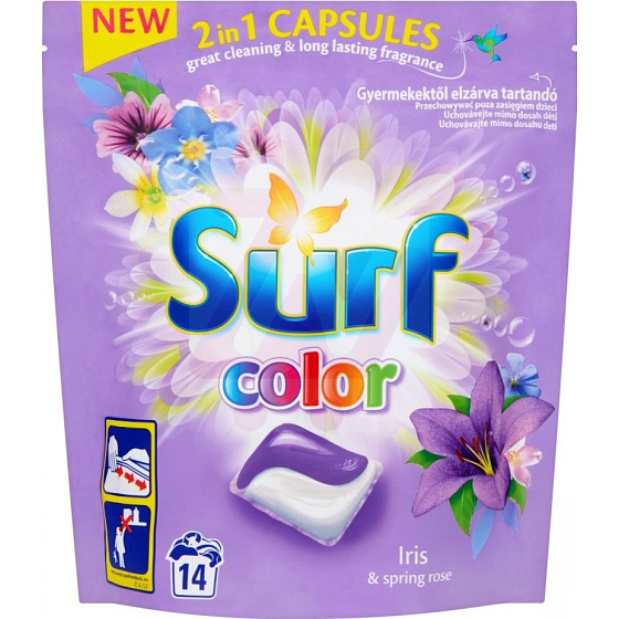 Surf Color Iris & Spring Rose kapsule na pranie farebnej bielizne 14 dávok