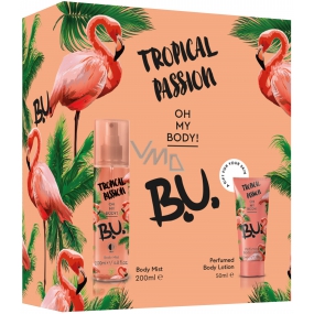 B.U. Tropical Passion telový sprej pre ženy 200 ml + telové mlieko 50 ml, kozmetická sada
