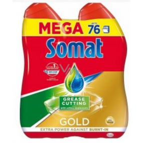 Somat Gold Gel Anti-Grease Gel s technológiou hĺbkového čistenia gél na umývanie riadu v umývačke 2 x 684 ml