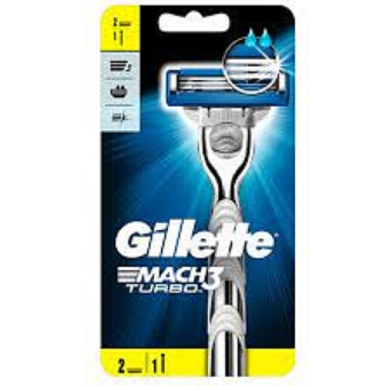 Gillette Mach3 Turbo strojček + náhradné hlavice 2 kusy, pre mužov