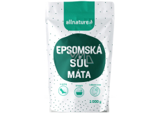 Allnature Epsomská soľ Horčík, síran a Mäta do kúpeľa uvoľňuje svaly, odbúrava stres, detoxikuje organizmus 1000 g