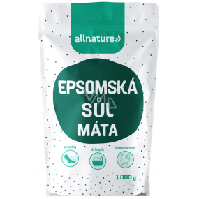 Allnature Epsomská soľ Horčík, síran a Mäta do kúpeľa uvoľňuje svaly, odbúrava stres, detoxikuje organizmus 1000 g