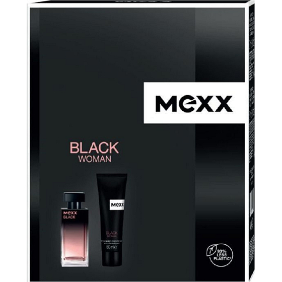 Mexx Black Woman toaletná voda pre ženy 30 ml + sprchový gél 50 ml, darčeková sada pre ženy
