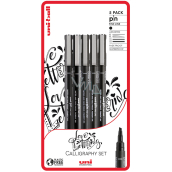 Uni Pin Love Lettering Calligraphy Drawing Liner Set so špeciálnym atramentom 0,9/štetec/CS1/CS2/CS3 Black 5 kusov
