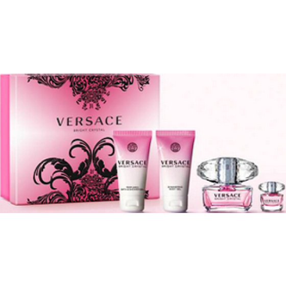 Versace Bright Crystal toaletná voda 50 ml + sprchový gél 50 ml + telové mlieko 50 ml + toaletná voda 5 ml, darčeková sada