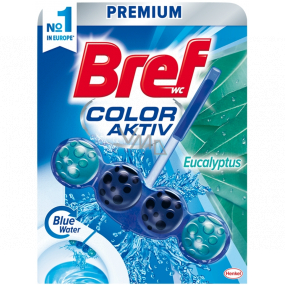 Bref Blue Water Color Aktiv Eucalyptus WC blok pre hygienickú čistotu a sviežosť Vašej toalety, zafarbuje vodu do modrého odtieňa 50 g