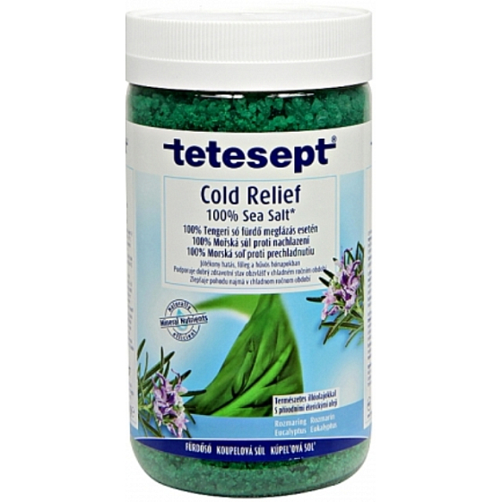 Tetesept Nachladnutie Eukalyptus + Rozmarín, 100% Morská soľ pre prekrvenie celého tela 900 g Cold Relief